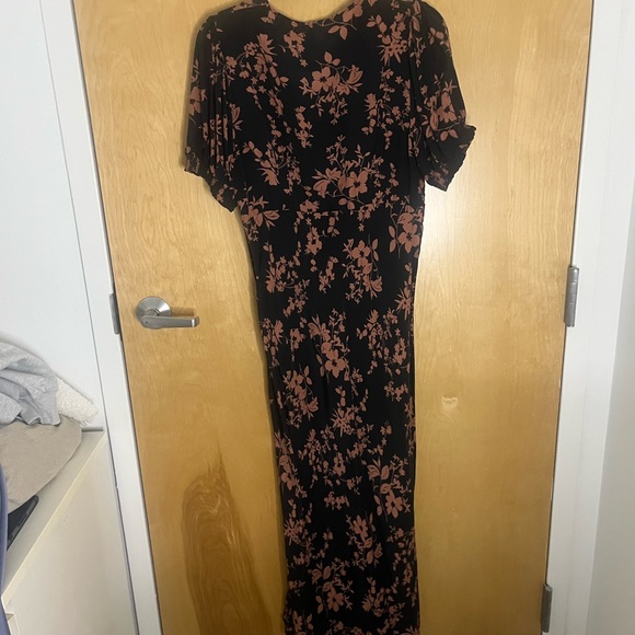 a new day Black Maxi Dress with Brown Floral Print - Picture 2 of 3